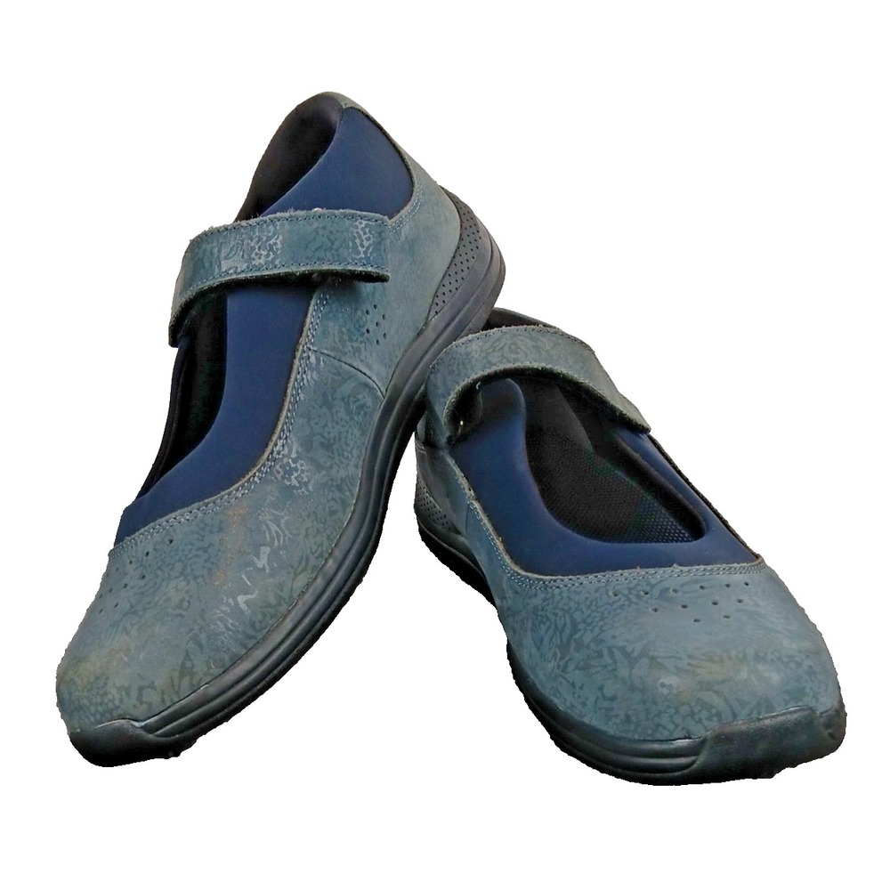 Women's Drew Rose Mary Jane Orthopedic Diabetic Blue Leather Shoe 10M